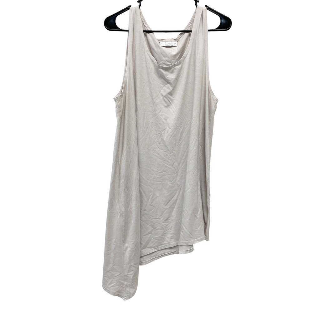 Bryn Walker Women's Tan Asymmetrical Bamboo Cotton Blend Tank Top Size L